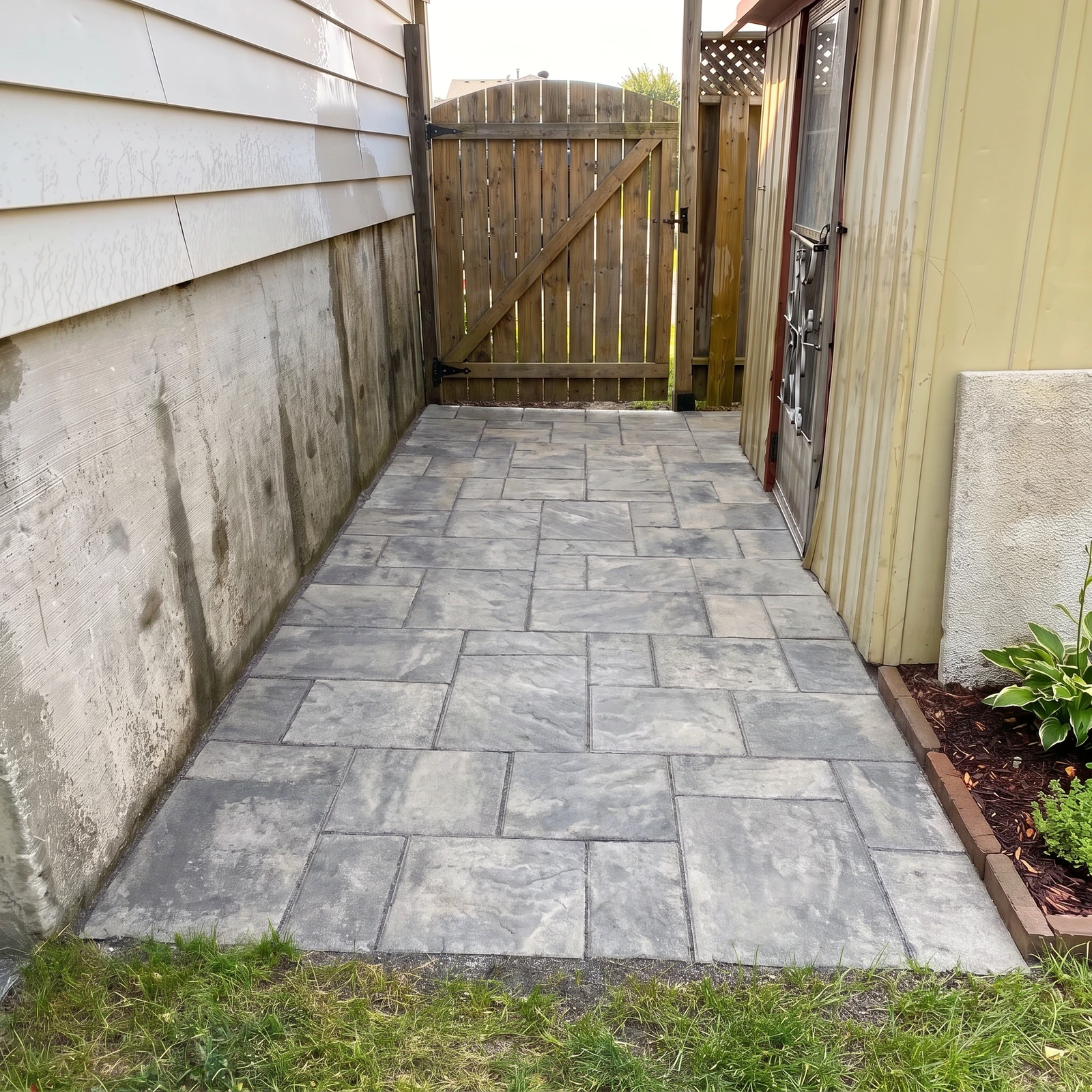 Finished side walkway