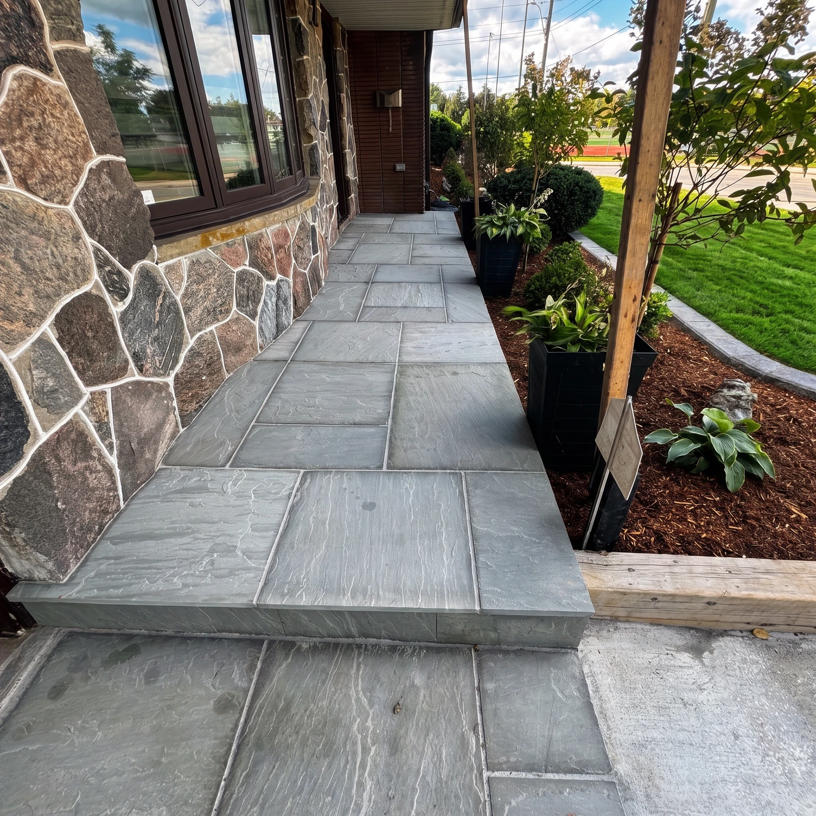 Finished stone porch