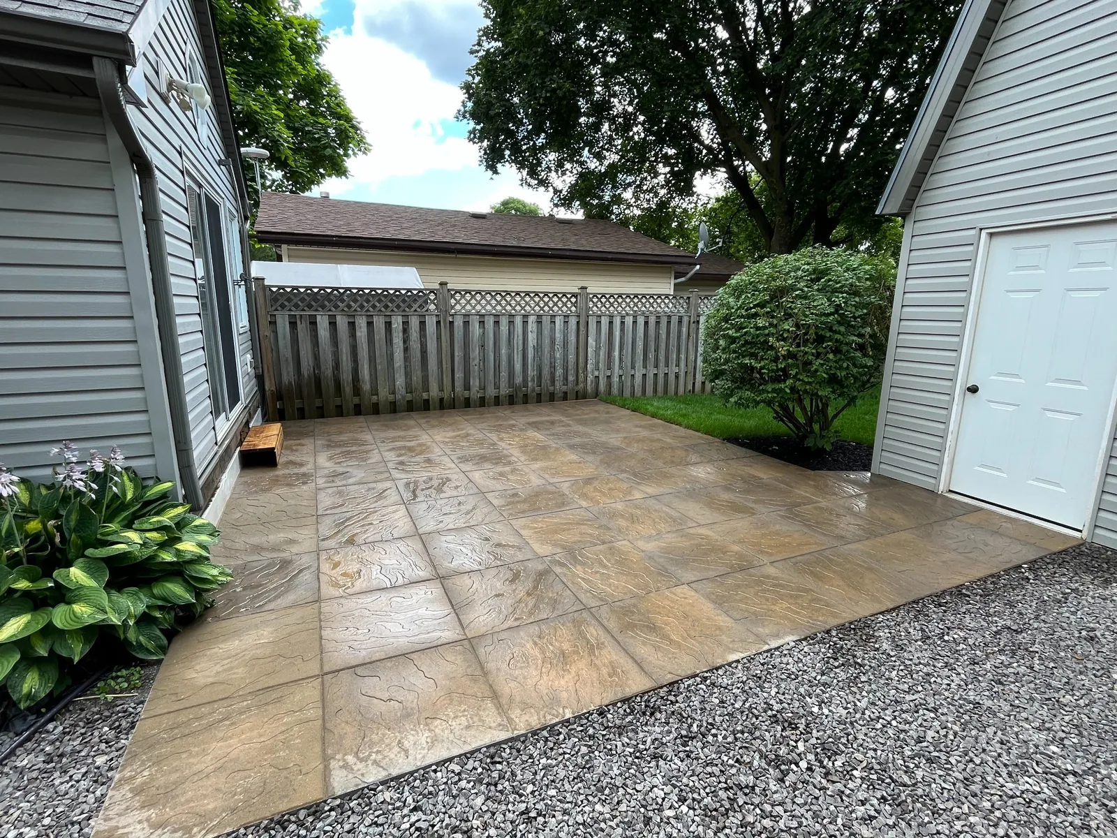 Stamped concrete patio